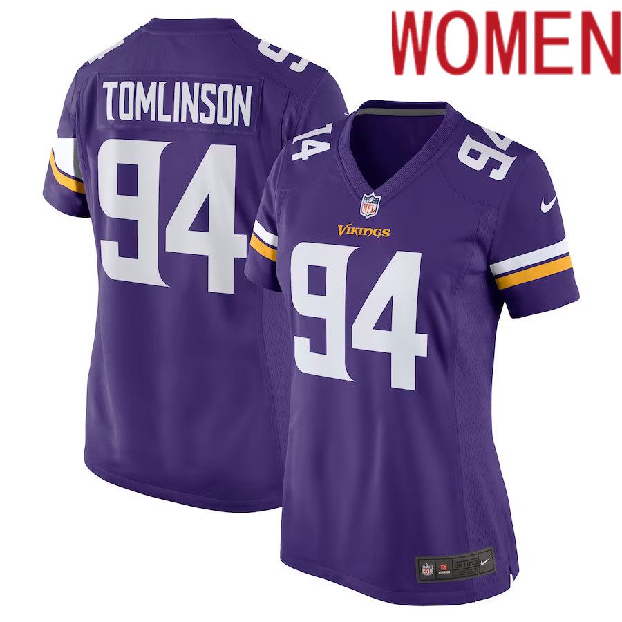Women Minnesota Vikings 94 Dalvin Tomlinson Nike Purple Game NFL Jersey